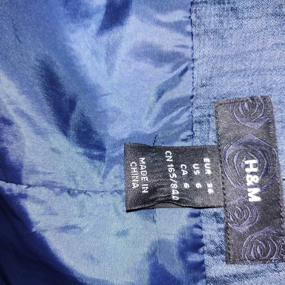 - H&M Faux Wrap Dress Navy Blue 6 - Picture 3 of 5